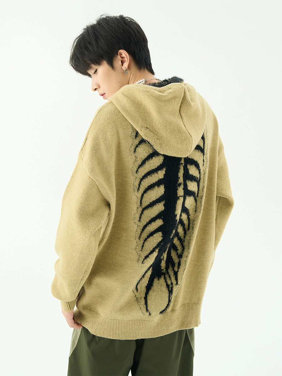 Oversize Embroidery Knit Hoodie WN3852