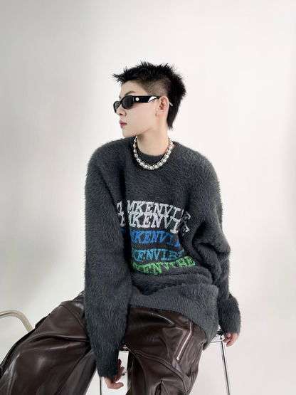 Oversize Embroidery Knit Sweater WN3384