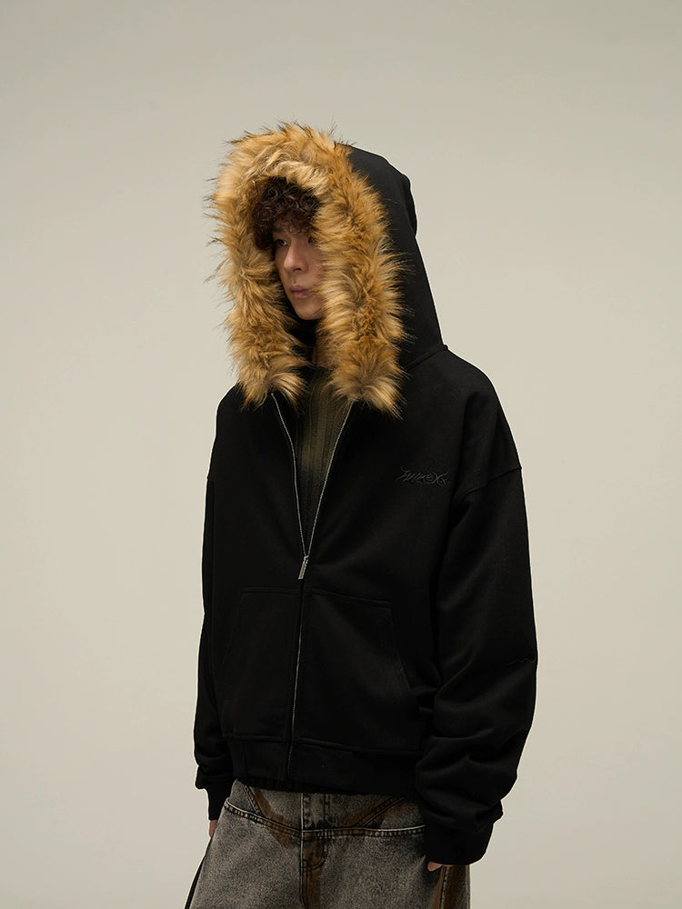 Oversize Fur Neck Zipper Hoodie WN3539 – WONDER NOAH