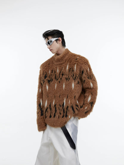 Oversize High-neck Plush Knit Sweater WN2599