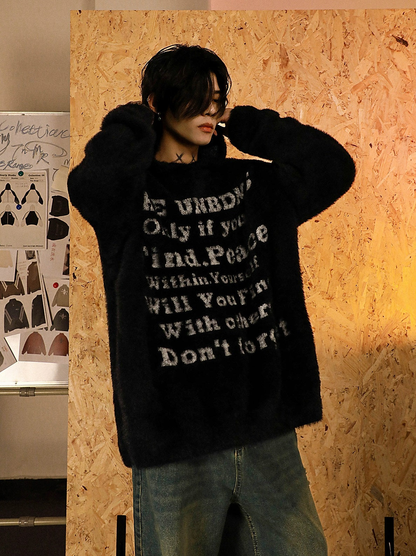 Oversize Jacquard Hooded Knit Sweater WN3299
