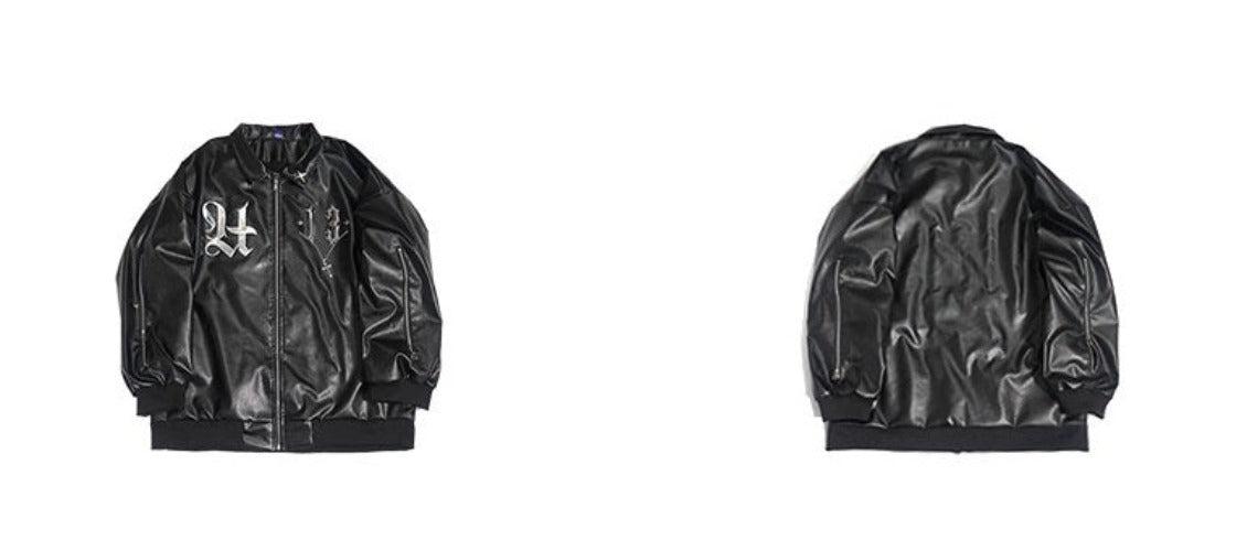 Oversize Metallic PU Leather Jacket WN2217
