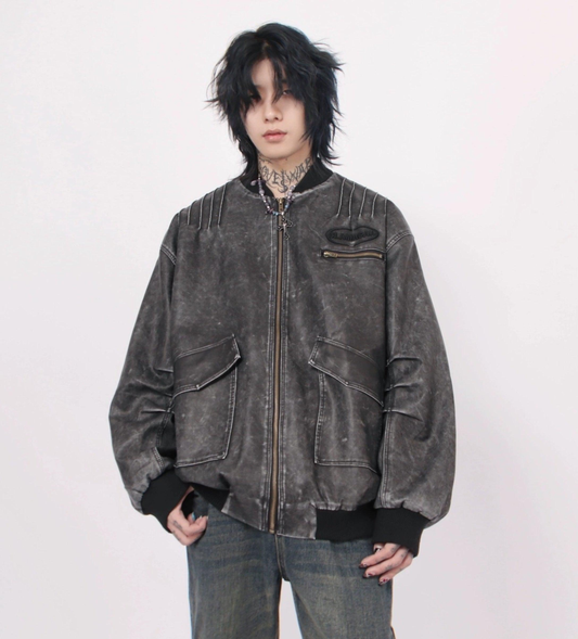 Oversize PU Leather MA-1 Jacket WN2911