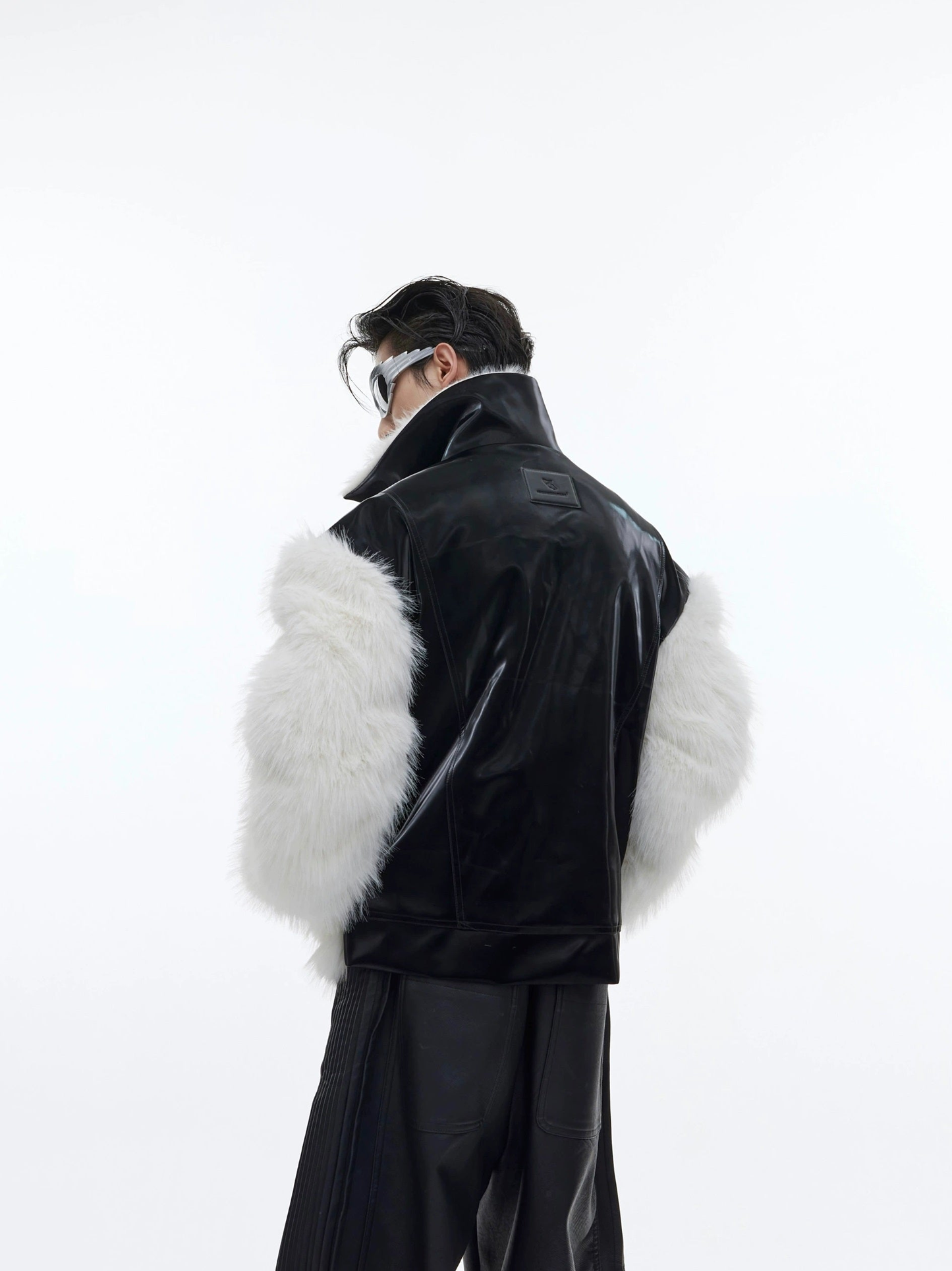 Oversize PU Leather Mix Fake Fur Jacket WN3319