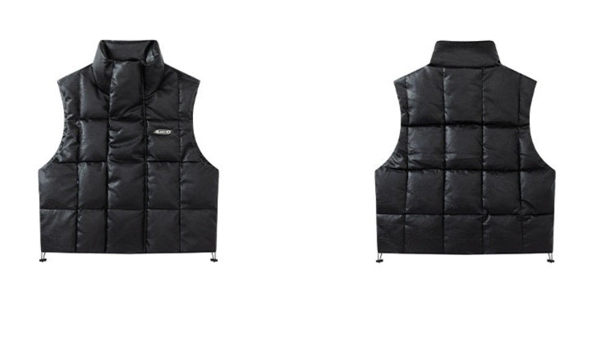 Oversize PU Leather Puffer Vest WN3692