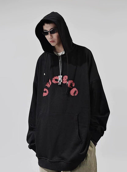 Oversize Print Patch Hoodie WN2195
