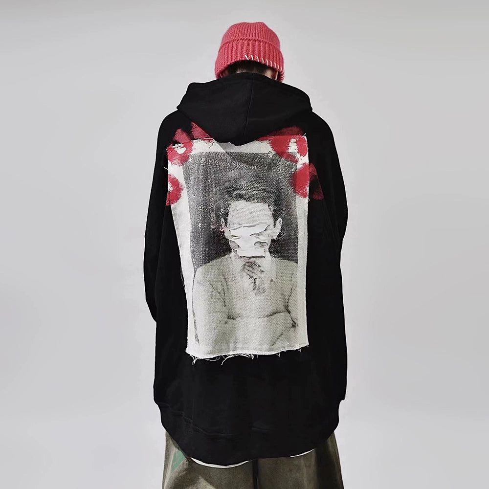 Oversize Print Patch Hoodie WN2195