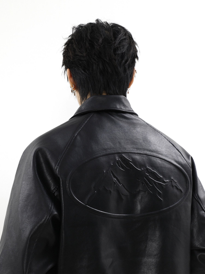 Oversize Raglan-sleeve PU Leather Jacket WN2991