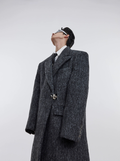 Oversize Shoulder-pad Wool Like Long Coat WN2946
