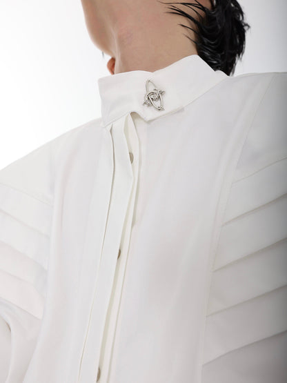 Oversize Stand-collar Shoulder-pad Shirt WN1996