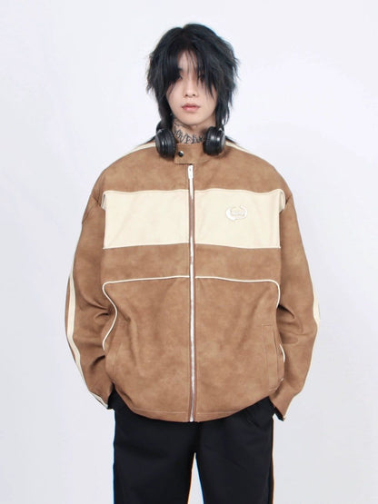 Oversize Standing-collar PU Leather Jacket WN2532