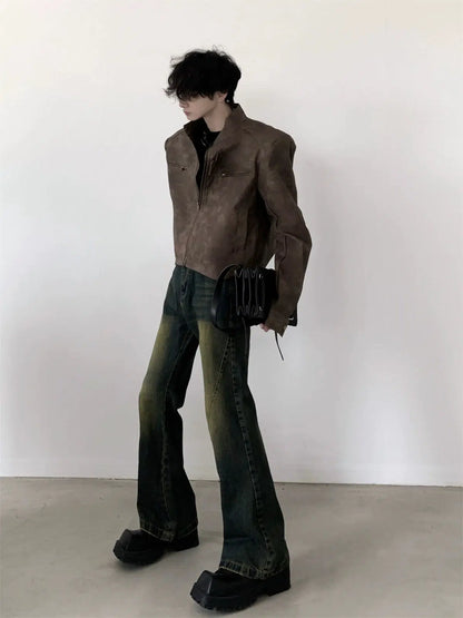 Oversize Standing-collar Suede Jacket WN2699