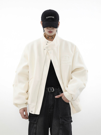 Oversize Standing-collar Wool-like Puffer Jacket WN3012