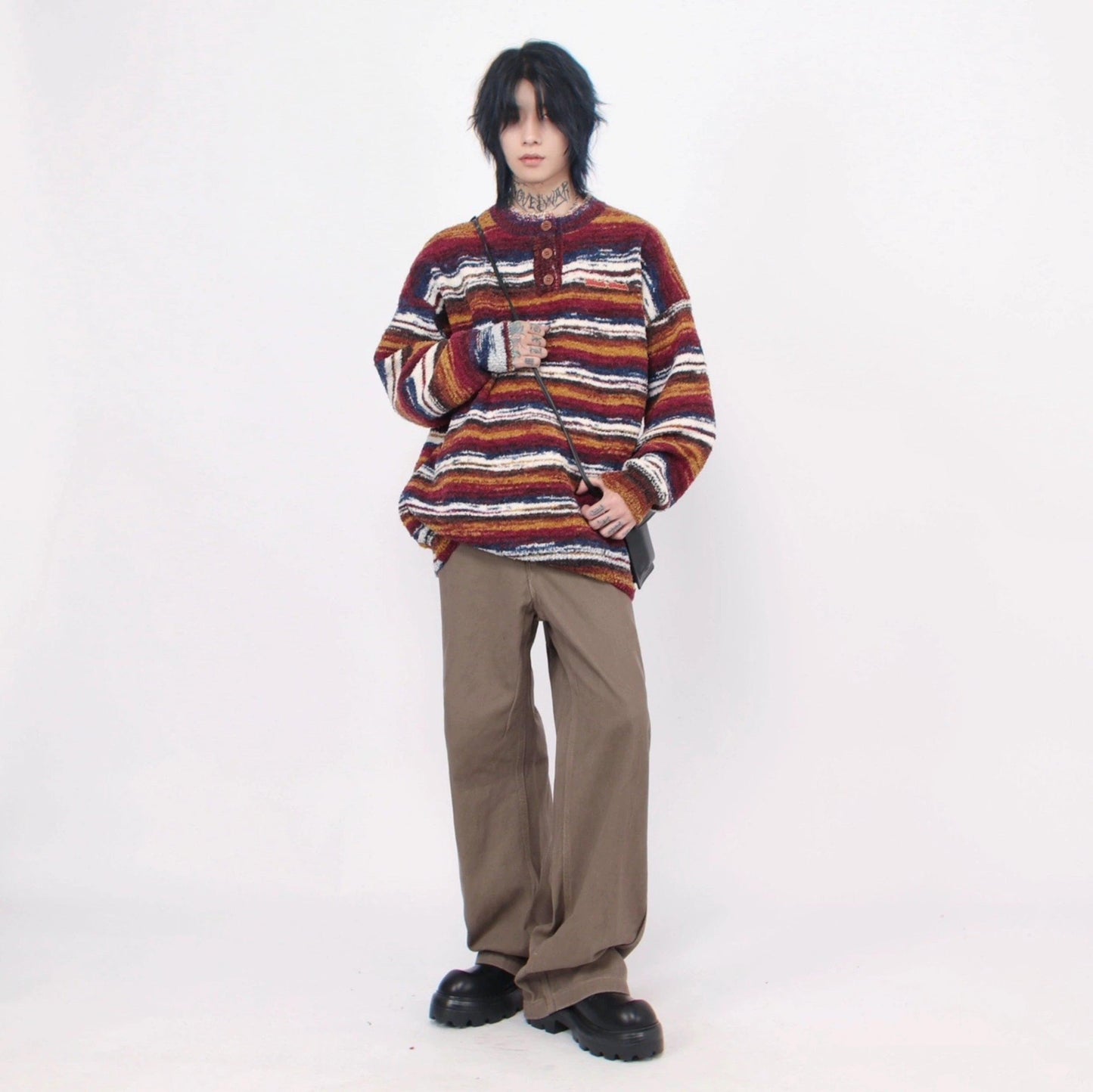 Oversize Stripe Knit Sweater WN2559