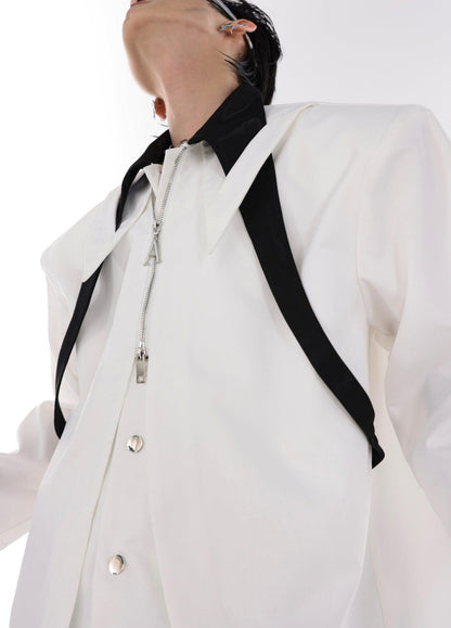 Oversize Tie Layered Long-sleeve Shirt WN2006