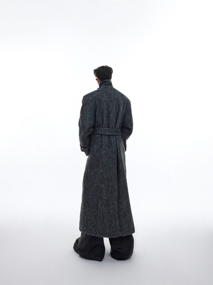 Oversize Wool-like Belted Padded Long Coat WN3317