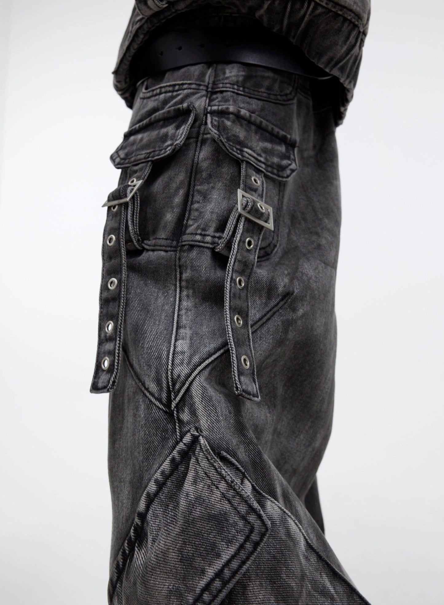 Oversize Zipper Denim Jacket & Wide-leg Denim Jeans Setup WN2366