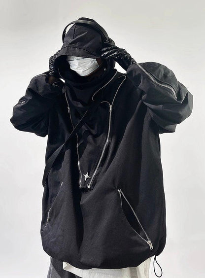 Oversize Zipper Hooded Jacket WN2193