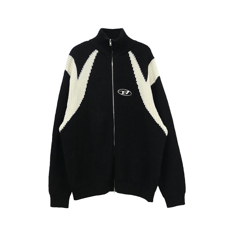 Oversize Zipper Stand-collar Knit Cardigan Sweater WN1348