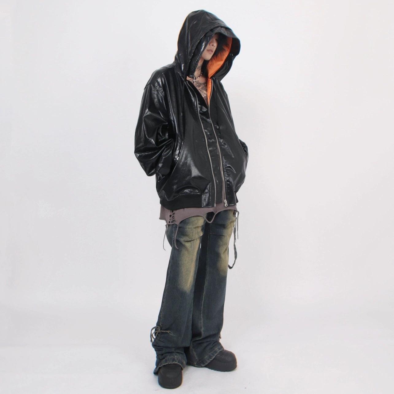 PU Leather Hooded Jacket WN2539