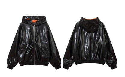 PU Leather Hooded Jacket WN2539
