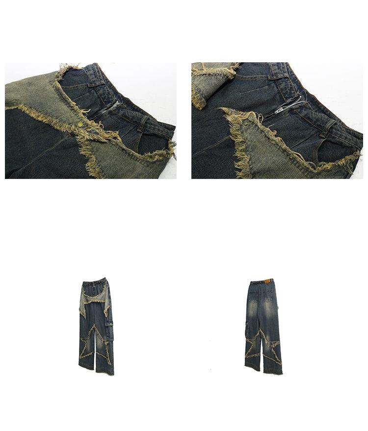Pentagram Raw-edge Washed Denim Jeans WN1534