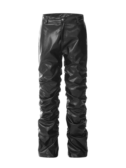 Pleats PU Leather Pants WN3291