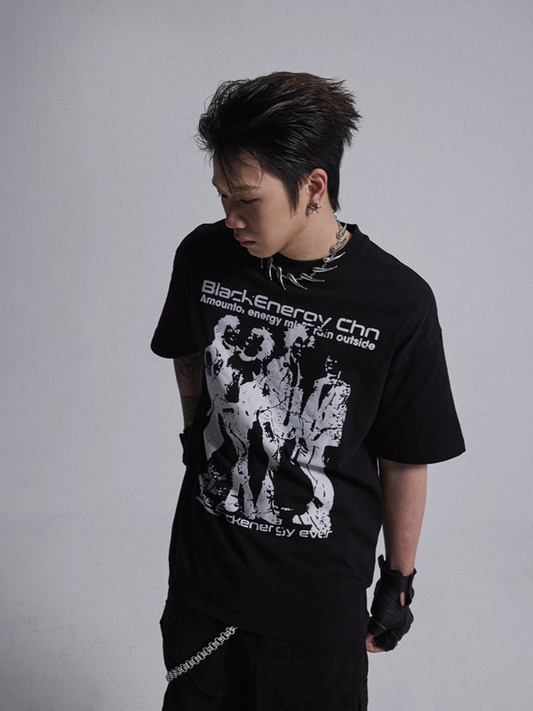 Punk Design Round Neck Short Sleeve T-shirt WN4513