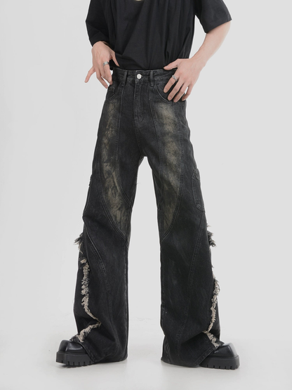 Raw-edge Straight Denim Jeans WN4419