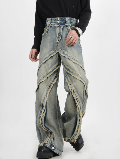 Raw-edge Wide-leg Denim Jeans WN4427
