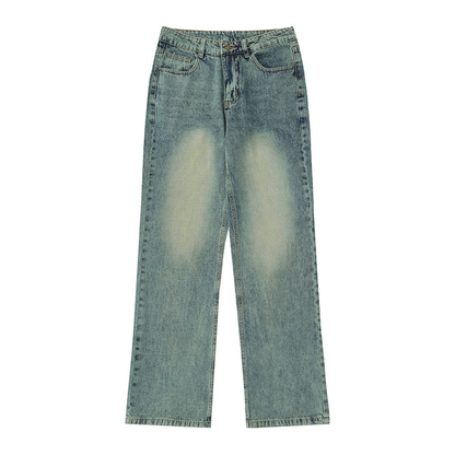 Retro Wash Loose Fitting Straight Leg Denim Jeans WN4100