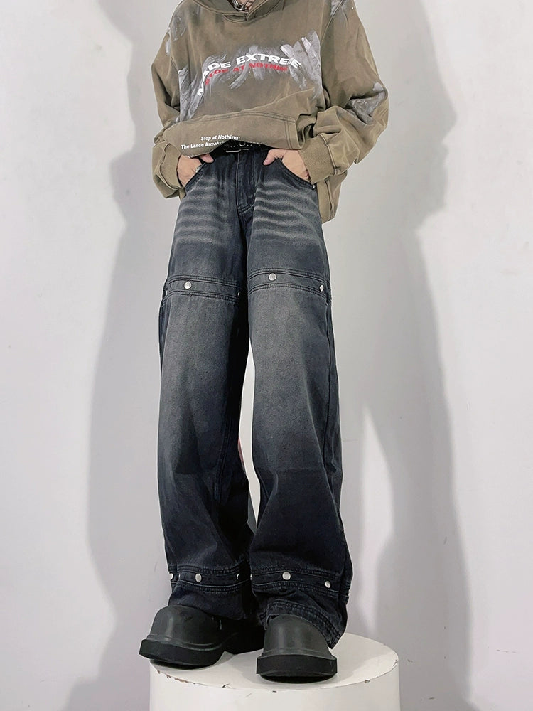 Rivet Design Wide-leg Denim Jeans WN3250