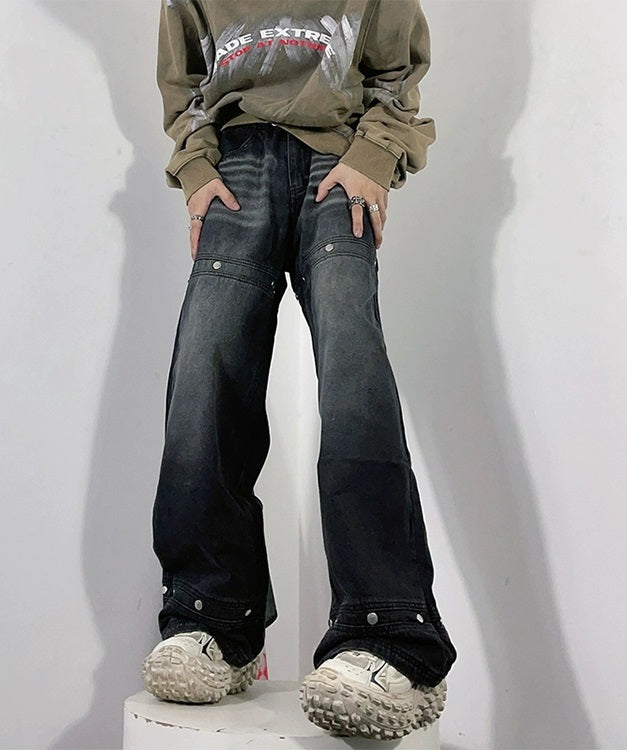 Rivet Design Wide-leg Denim Jeans WN3250