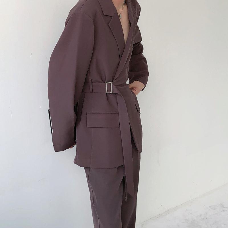 Speed Shipping】Oversize Belted Tailored Jacket & High Waist ...