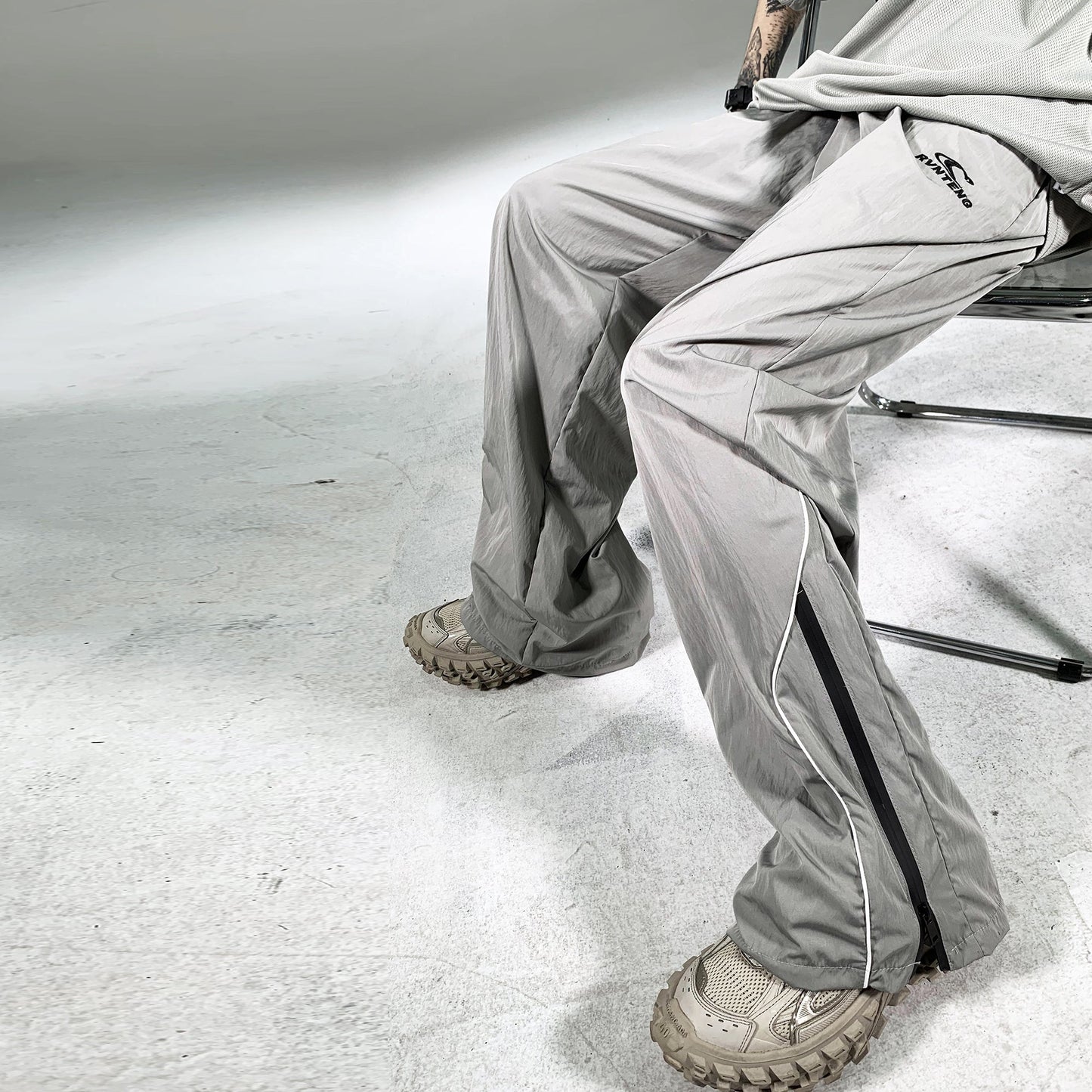 Soprty Wrinkle Wide-leg Zipper Casual Pants WN1547