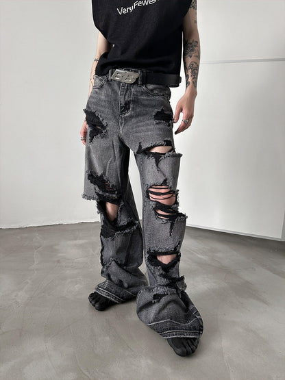 Tattered Wide-leg Jeans WN1607