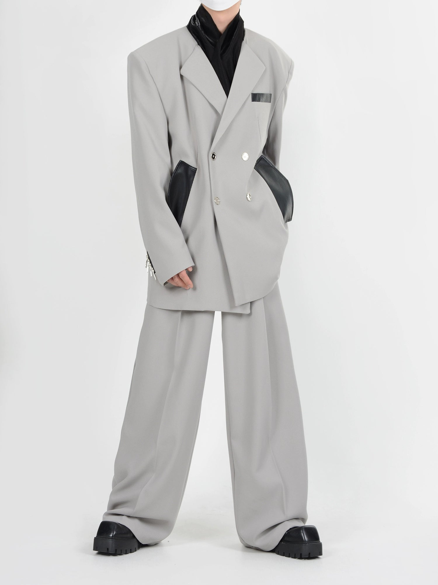 Tie Design Tailored Jacket & Wide-leg Trousers Setup WN4420