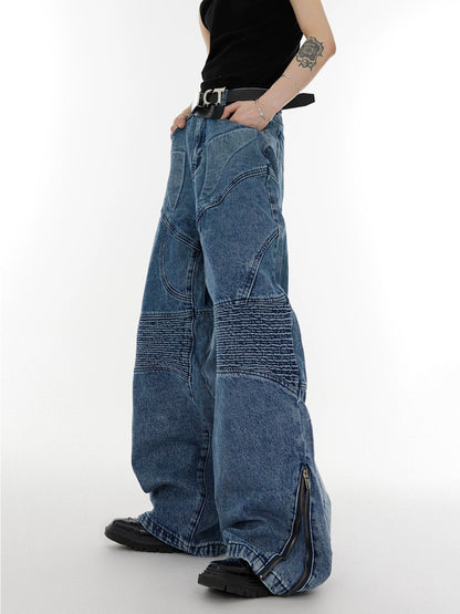 WIde-leg Zipper Denim Jeans WN2045