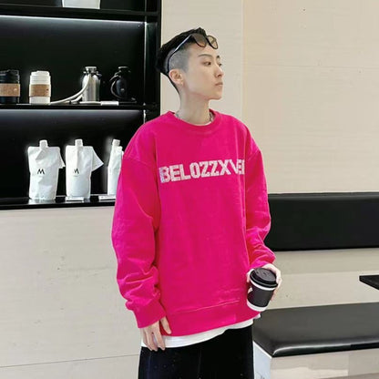 Rhinestone Heart Oversize Long Sleeve Sweatshirt WN20687