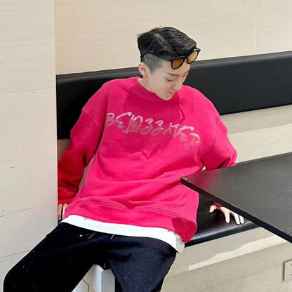 Rhinestone Wing Thick Oversize Long Sleeve Sweatshirt WN20688