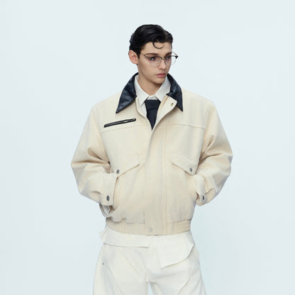 Contrast-Collar Pocket Cargo Jacket WN21221