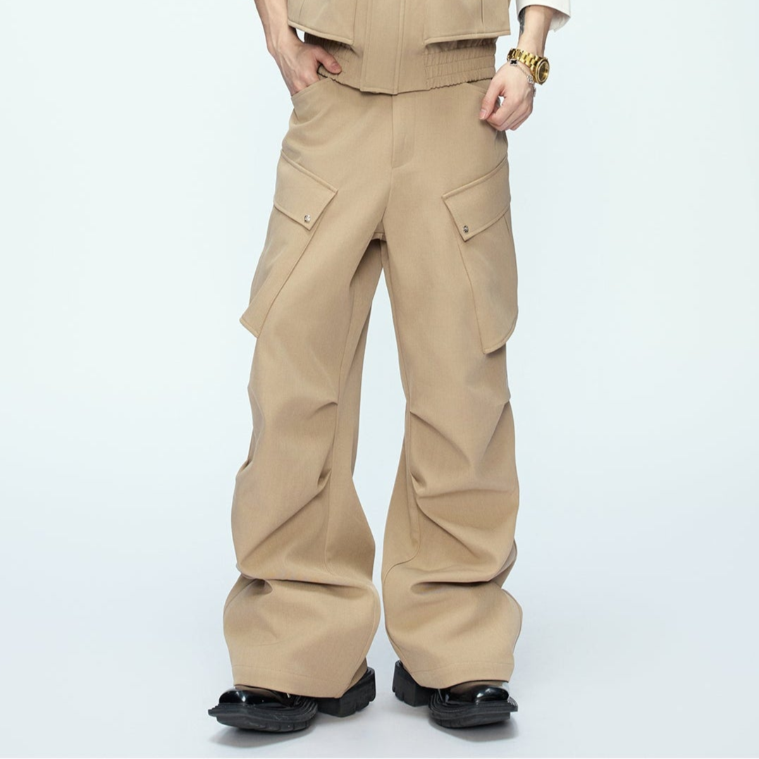 Deconstruction Multi-Pocket Cargo Jacket & Pleats Cargo Pants Setup WN21227