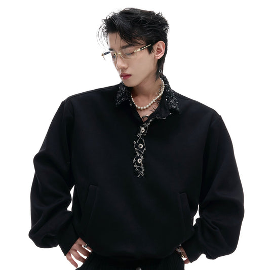 Sequin Pin Long Sleeve Polo Shirt WN21218