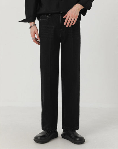 Washed Straight Denim Jeans WN21262