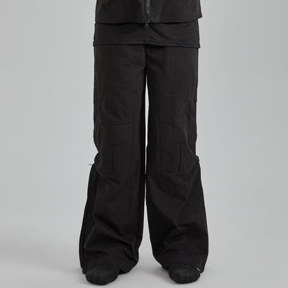 Hidden Multi-Pocket Flare Cargo Pants WN21278