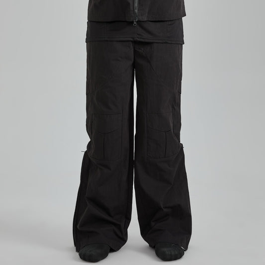 Hidden Multi-Pocket Flare Cargo Pants WN21278