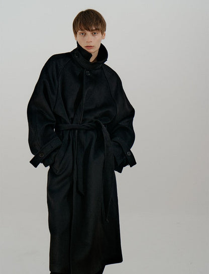 Belted Lapel Design Wool Coat WN21591