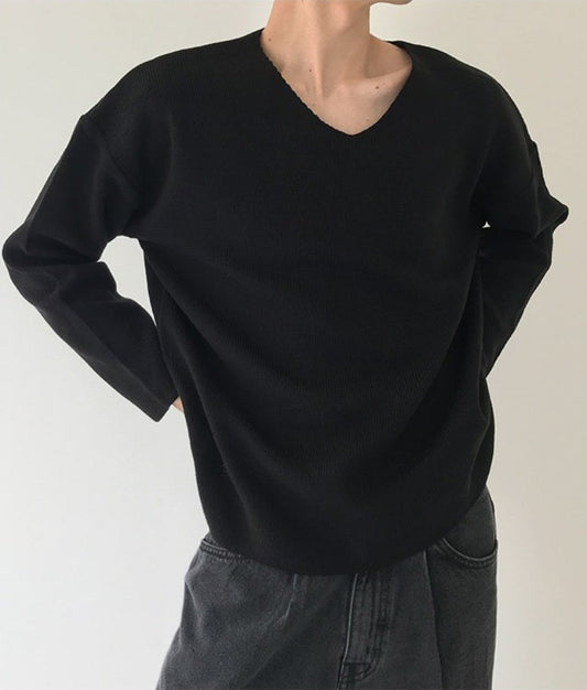 Thick V-Neck Knit Sweater WN21665