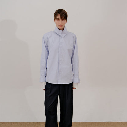 High-Neck Lapel Long Sleeve Shirt WN21677
