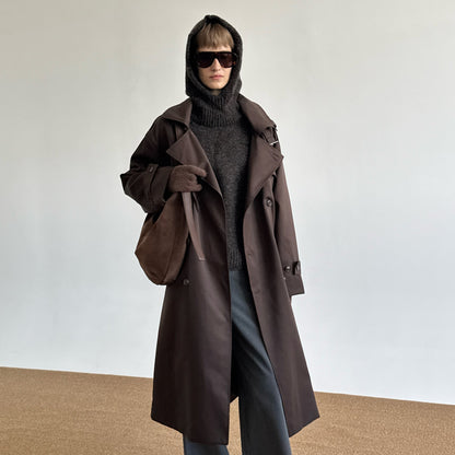 Double-Breasted Belted Hooded Trench Coat WN21681